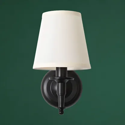 Vintage Matte Bracket Fabric Conical Wall Sconce Image - 8