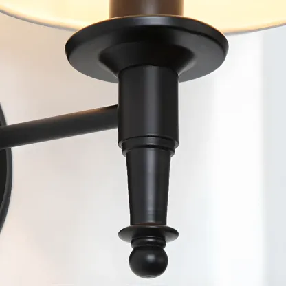 Vintage Matte Bracket Fabric Conical Wall Sconce Image - 12