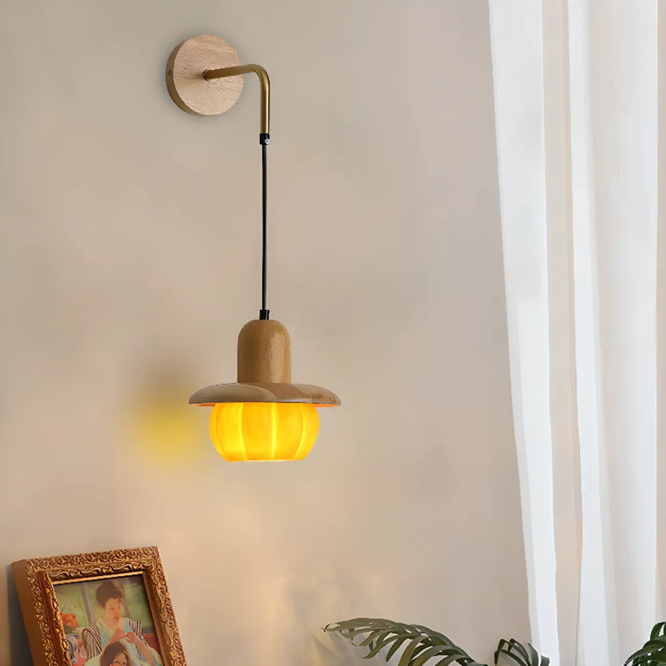 Modern Resin Yellow Shade Wall Light for Residential Use Image - 1 | homeyfad