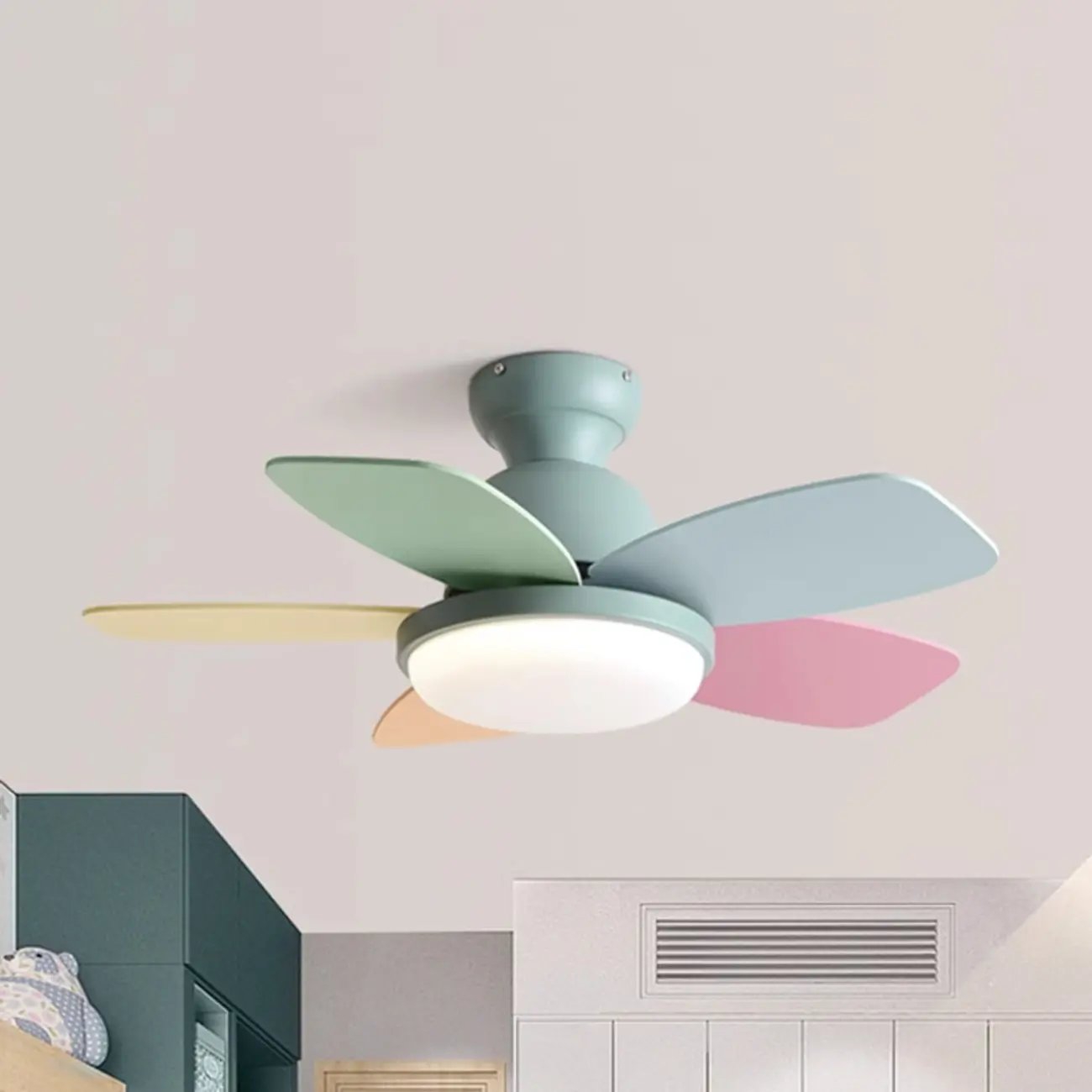 Colorful Kids Ceiling Fan Remote Dimmable LED Light for Bedroom Image - 2 | homeyfad
