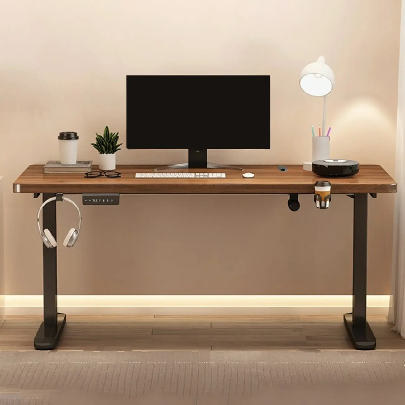 Modern Adjustable Wood Electric Standing Office Desk Image - 1 | homeyfad