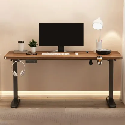 Modern Adjustable Wood Electric Standing Office Desk Image - 1