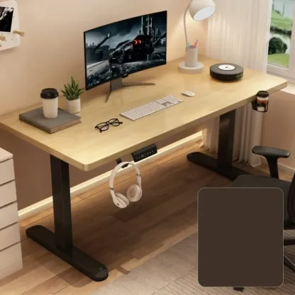 Modern Adjustable Wood Electric Standing Office Desk Image - 5