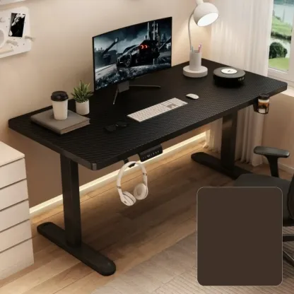 Modern Adjustable Wood Electric Standing Office Desk Image - 9