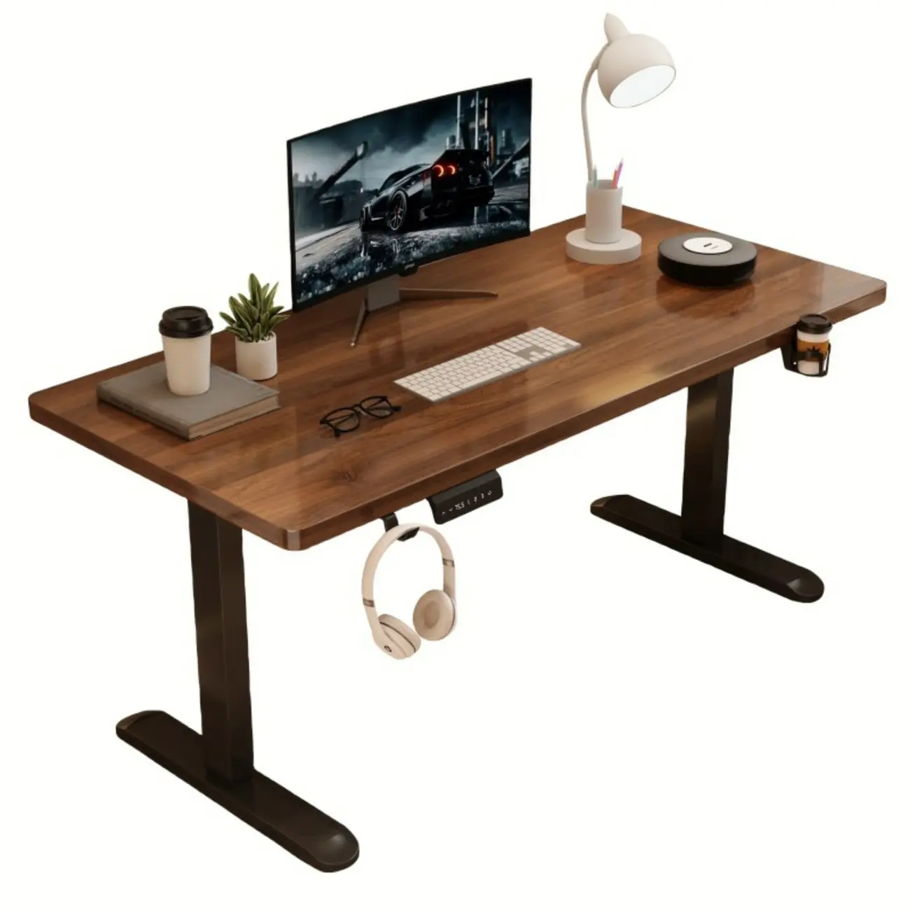 Modern Adjustable Wood Electric Standing Office Desk Image - 10 | homeyfad