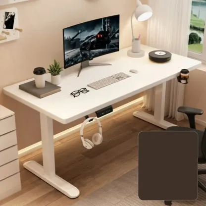 Modern Adjustable Wood Electric Standing Office Desk Image - 15