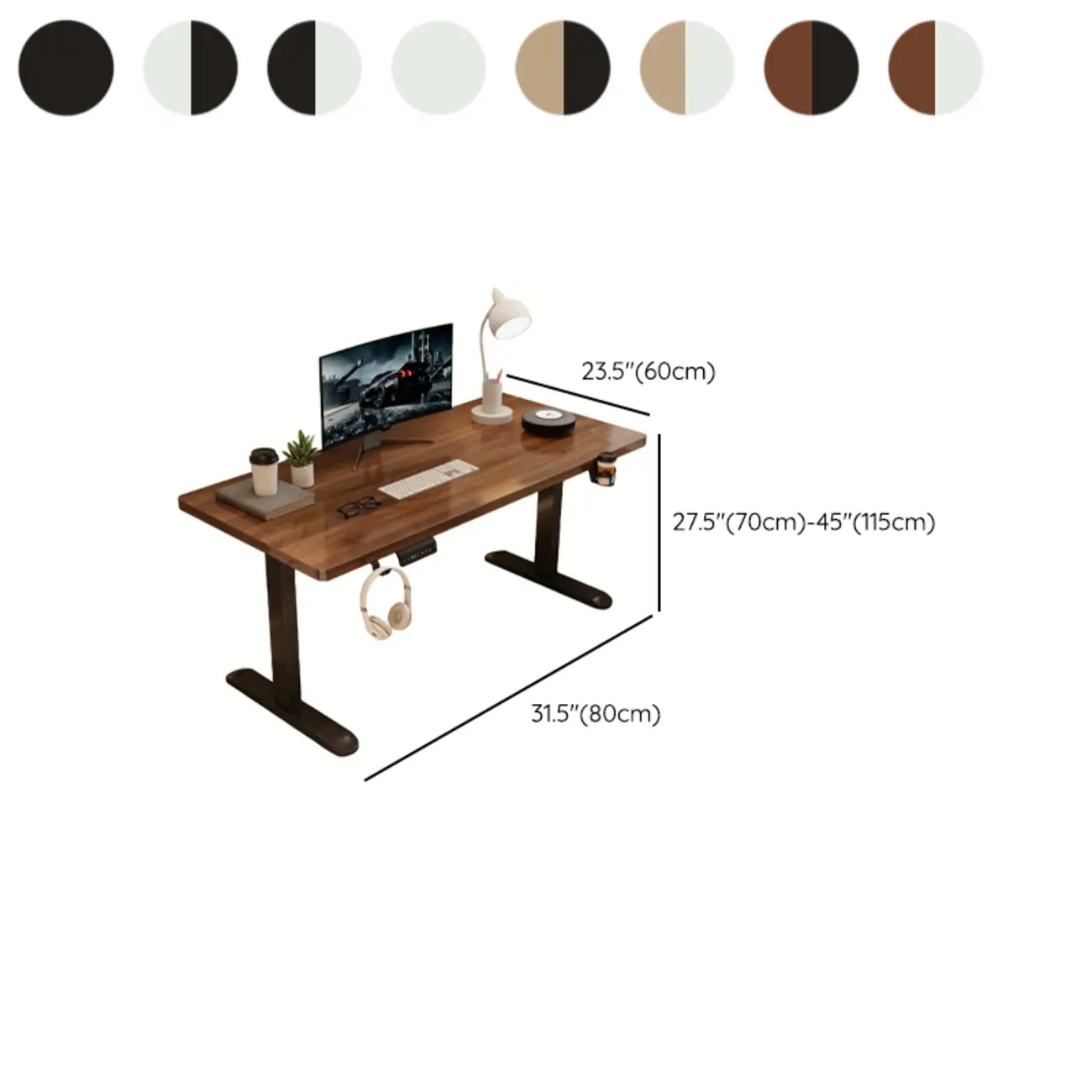 Modern Adjustable Wood Electric Standing Office Desk #size