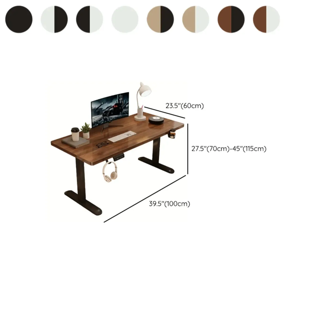 Modern Adjustable Wood Electric Standing Office Desk Image - 17