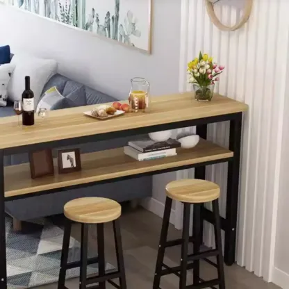 Irregular Natural Wooden Metal Fixed Top Bar Tables Image - 3