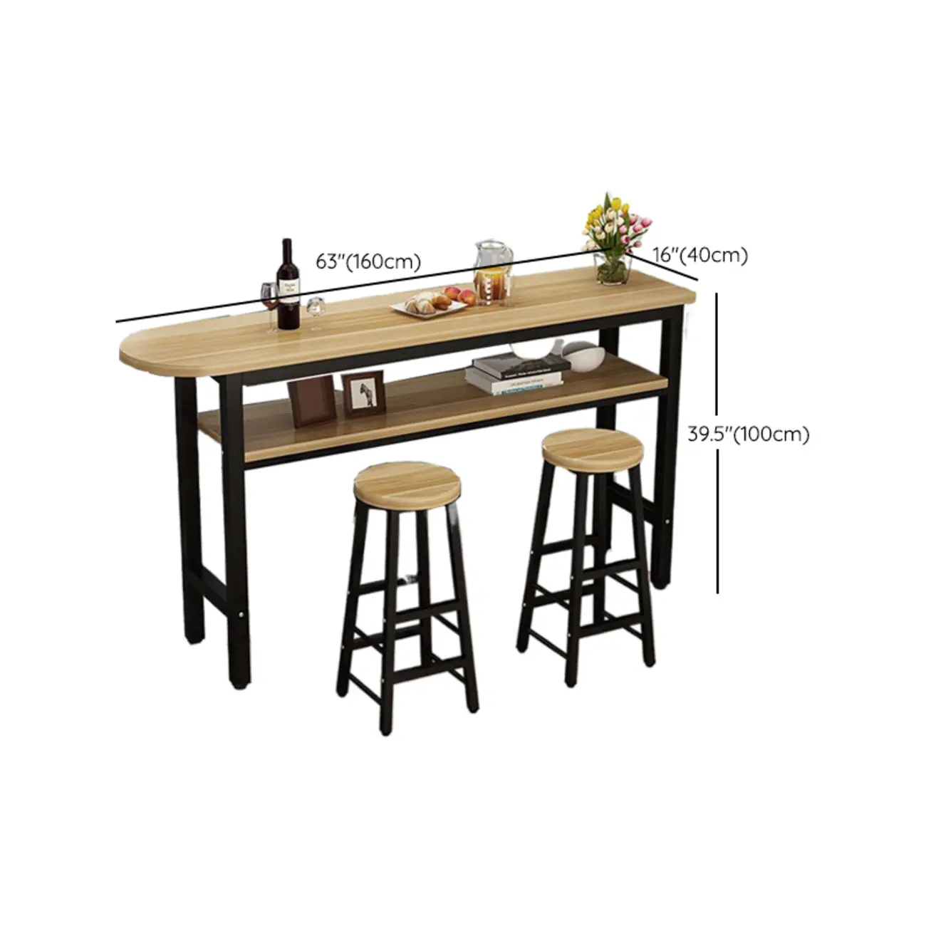 Irregular Natural Wooden Metal Fixed Top Bar Tables Image - 12 | homeyfad