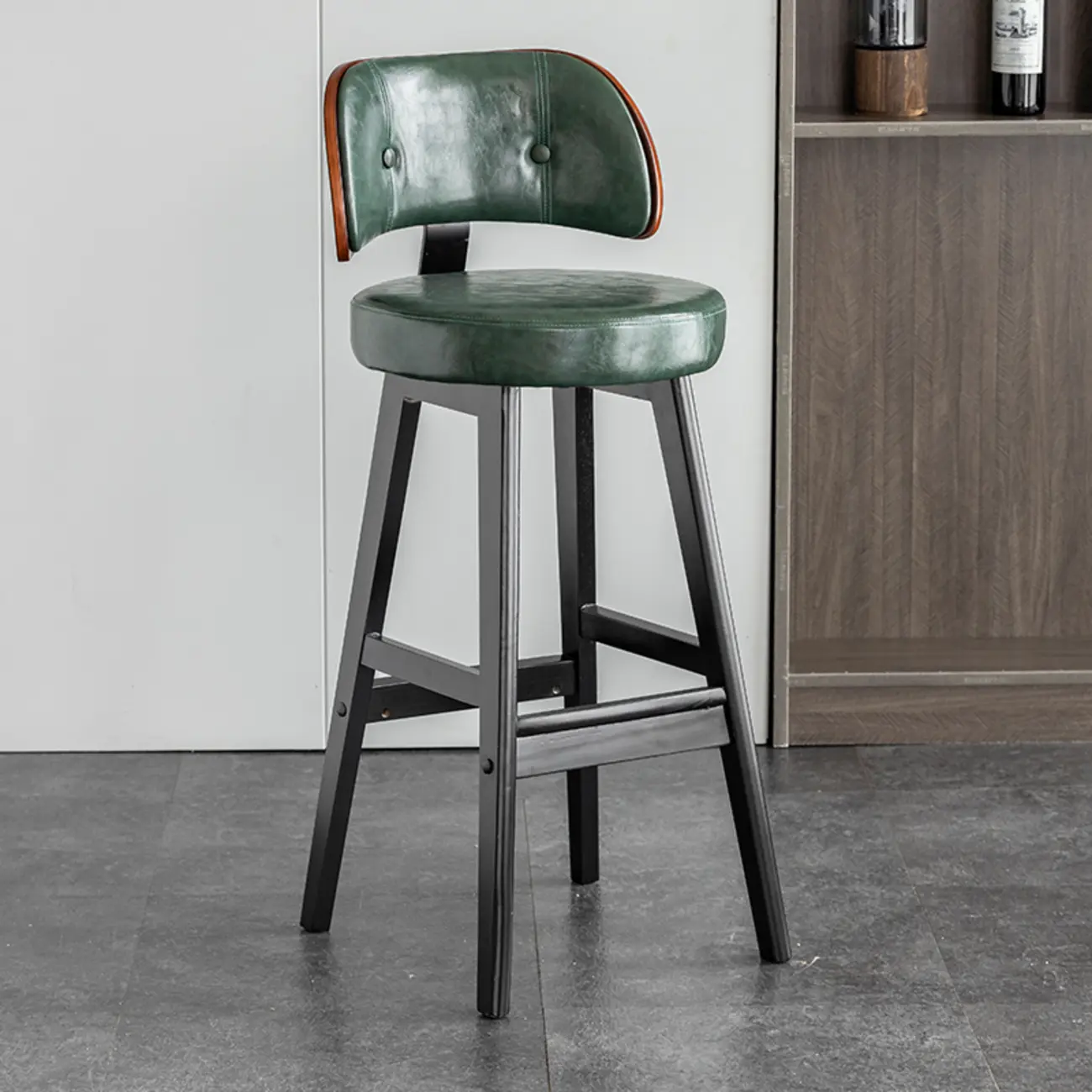 Modern Wood Upholstered Bar Stools with Back Image - 8 | homeyfad