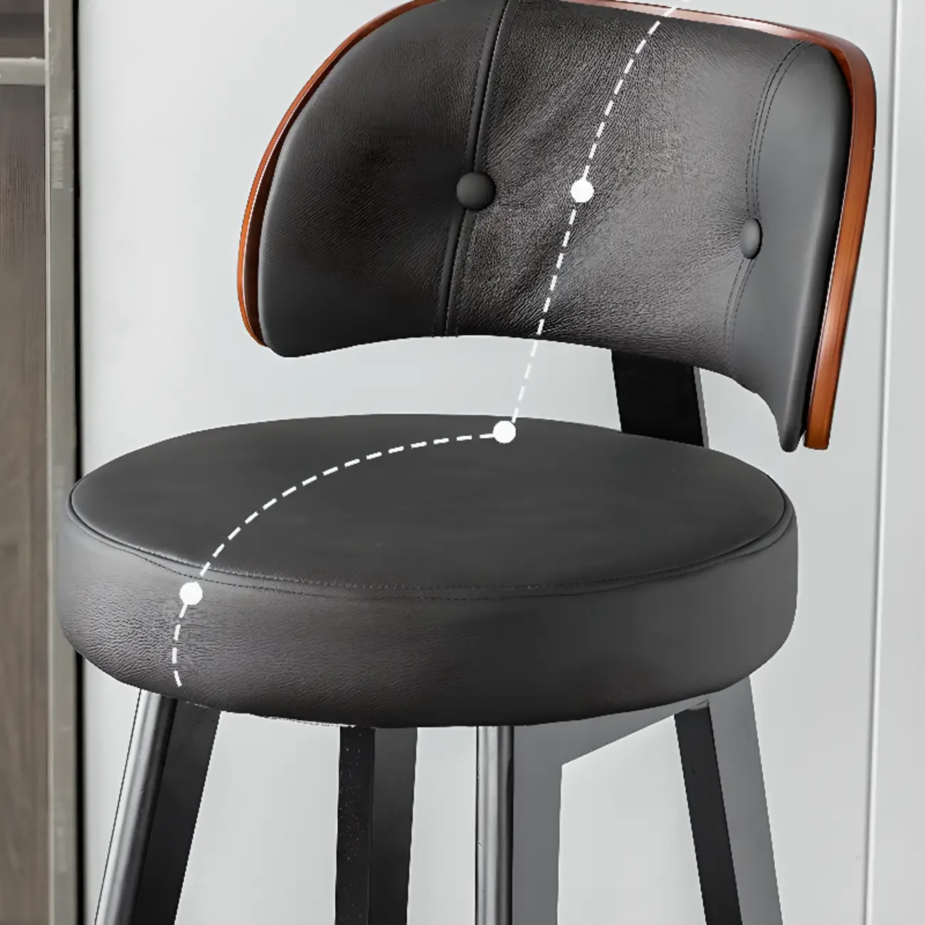 Modern Wood Upholstered Bar Stools with Back Image - 4