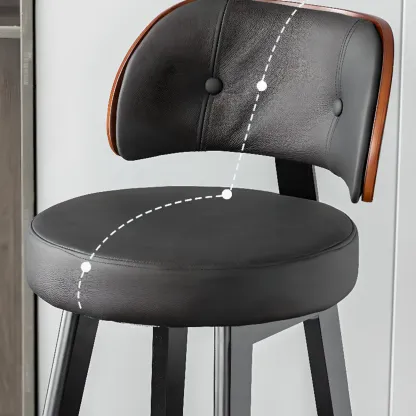 Modern Wood Upholstered Bar Stools with Back Image - 4