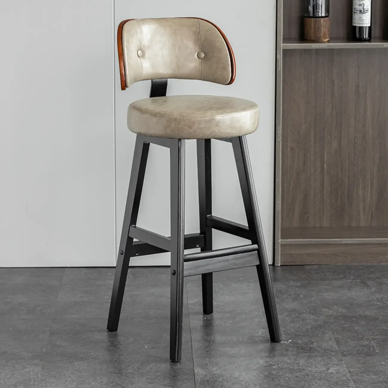 Modern Wood Upholstered Bar Stools with Back  | HomeyFad