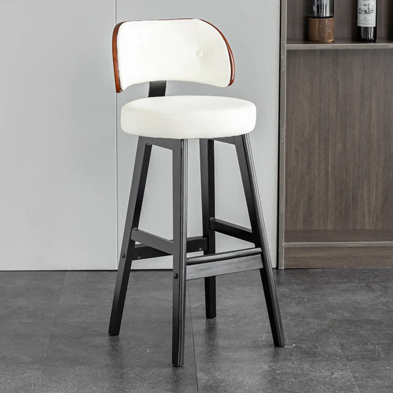 Modern Wood Upholstered Bar Stools with Back Image - 10 | homeyfad