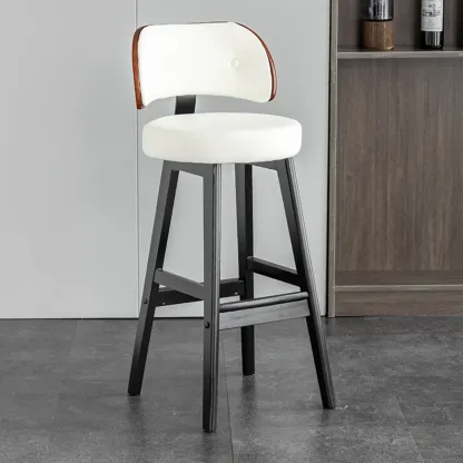 Modern Wood Upholstered Bar Stools with Back Image - 10