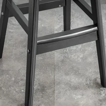 Modern Wood Upholstered Bar Stools with Back Image - 6