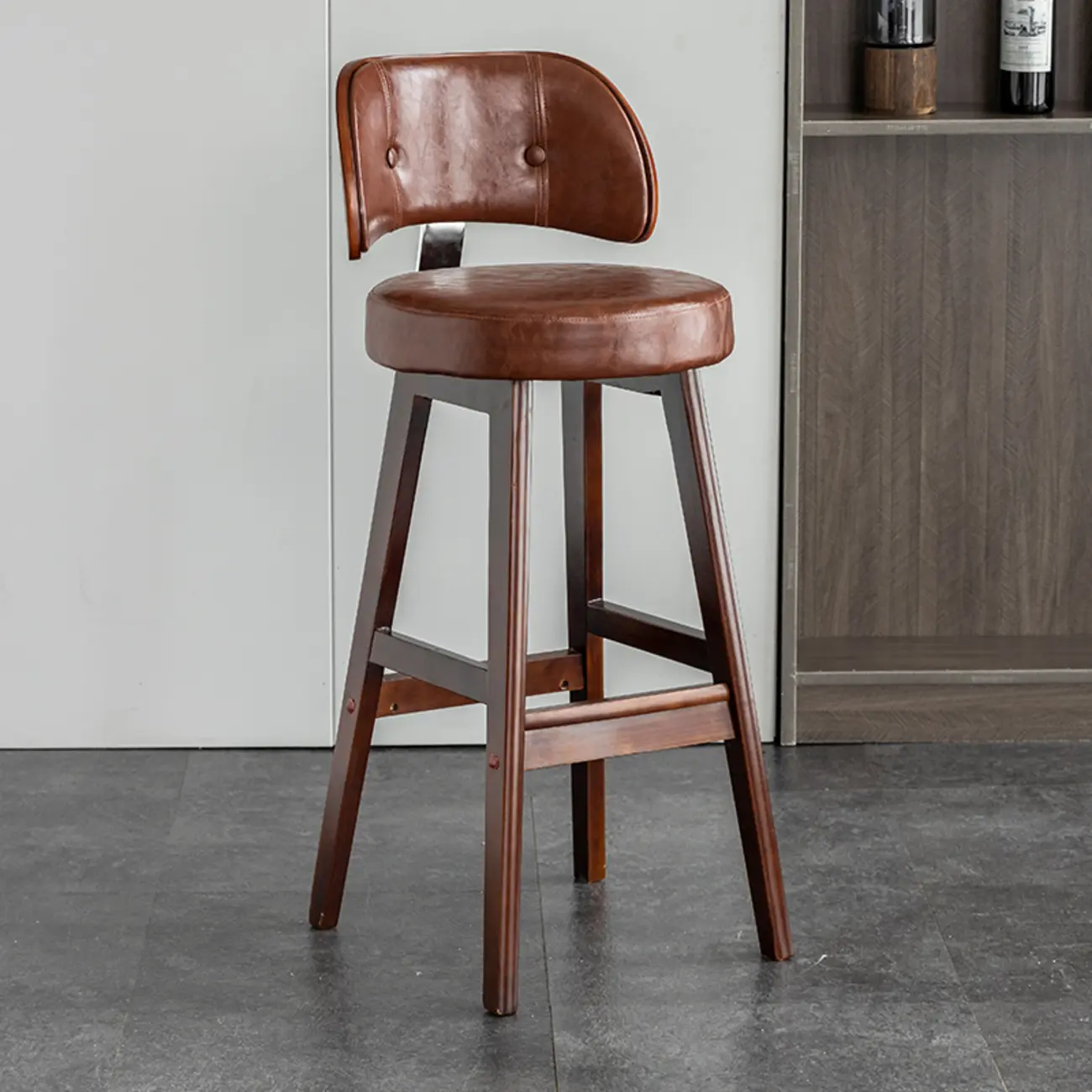 Modern Wood Upholstered Bar Stools with Back Image - 12 | homeyfad
