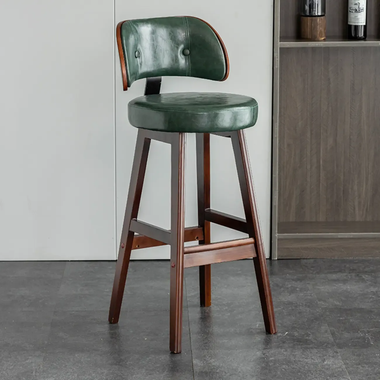 Modern Wood Upholstered Bar Stools with Back Image - 13