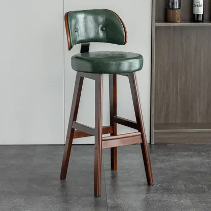 Modern Wood Upholstered Bar Stools with Back Image - 13