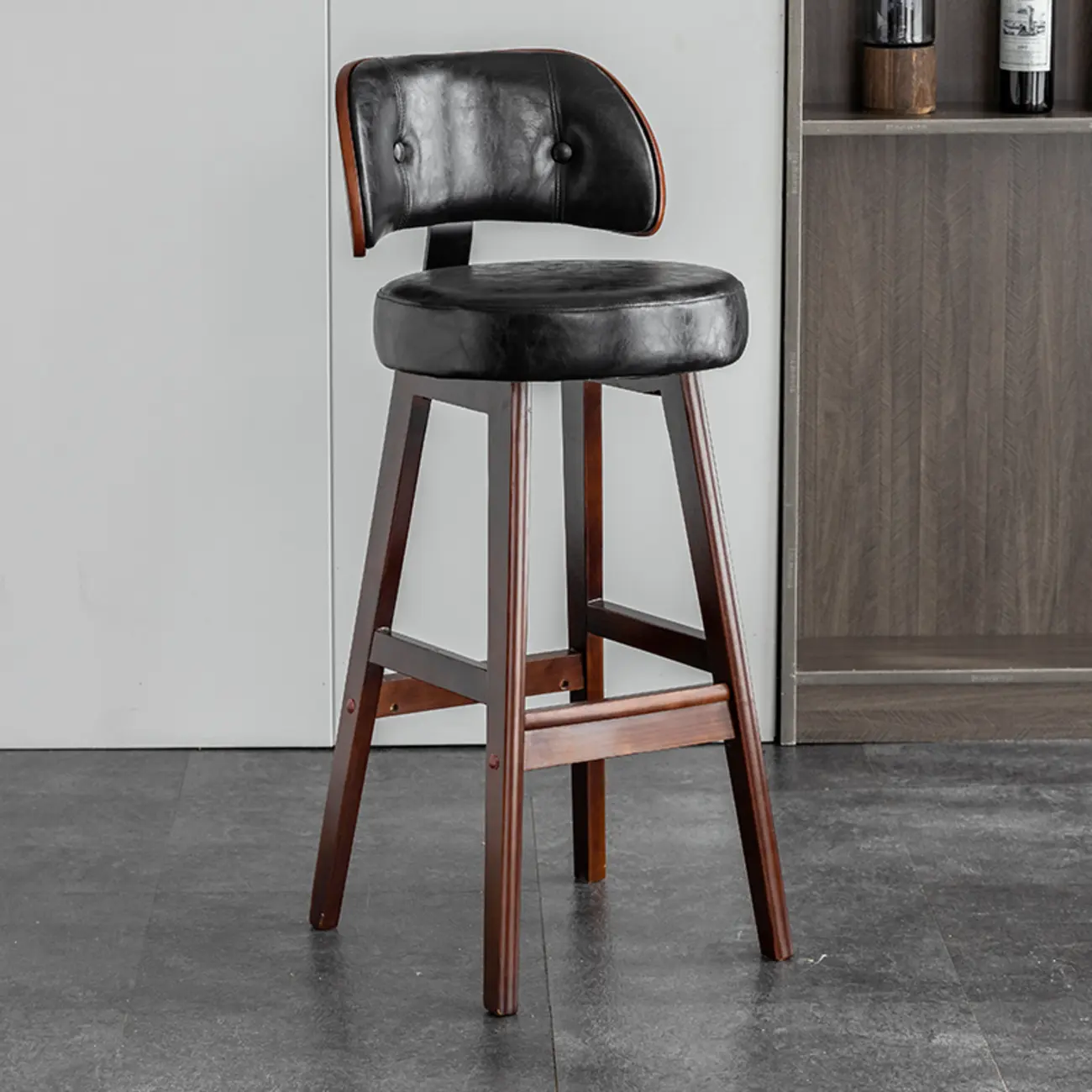 Modern Wood Upholstered Bar Stools with Back Image - 14 | homeyfad