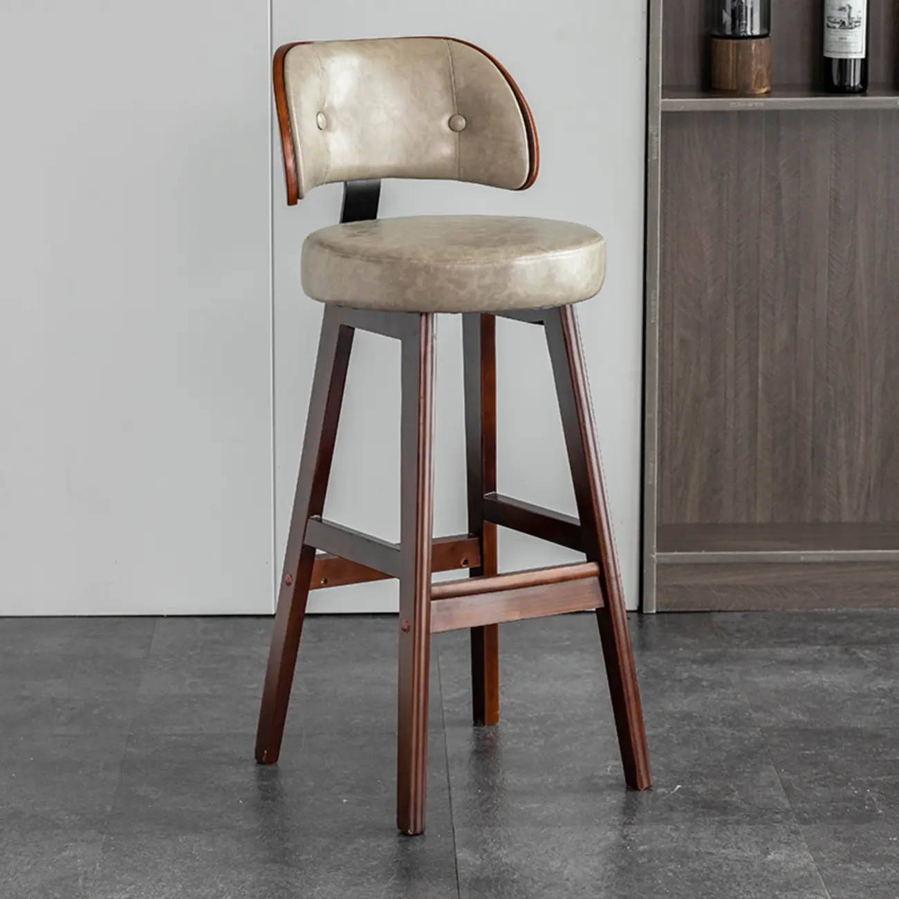 Modern Wood Upholstered Bar Stools with Back Image - 15 | homeyfad