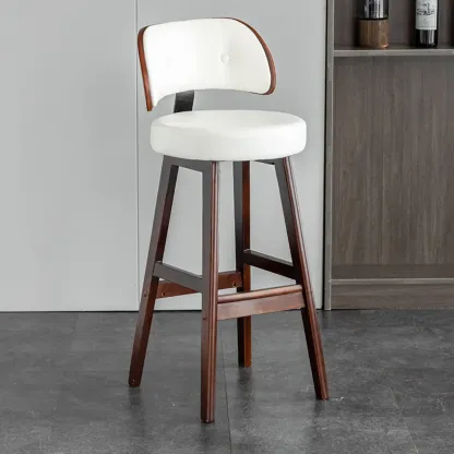 Modern Wood Upholstered Bar Stools with Back Image - 16