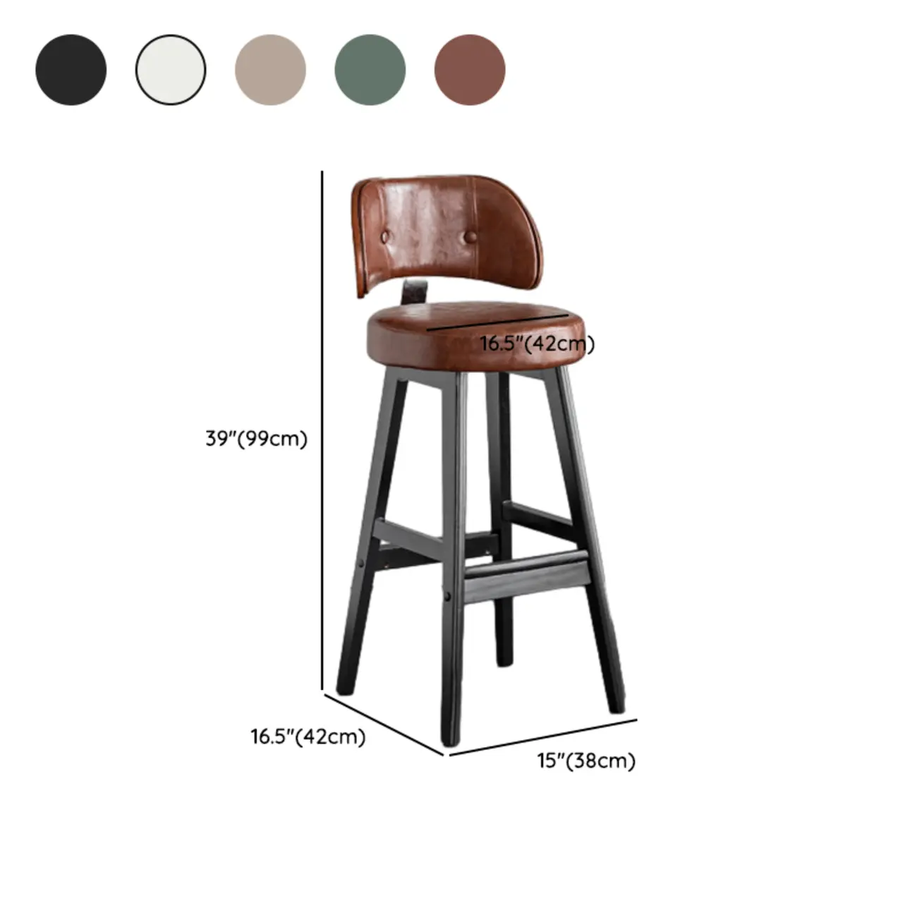 Modern Wood Upholstered Bar Stools with Back #size | homeyfad