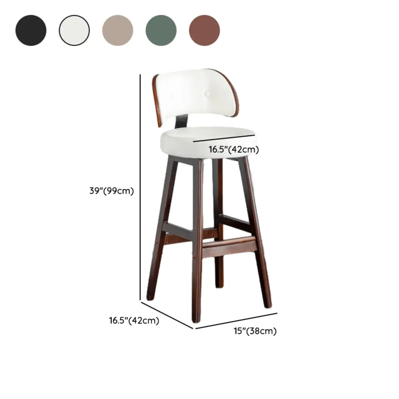 Modern Wood Upholstered Bar Stools with Back Image - 20