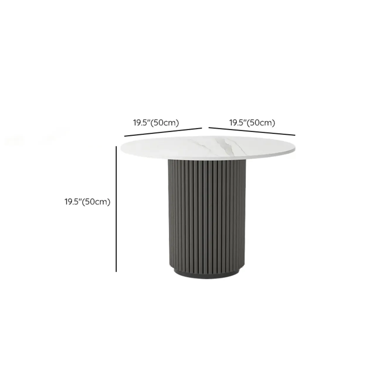 Modern White Stone Round Coffee Table with Iron Stump Base Image - 8