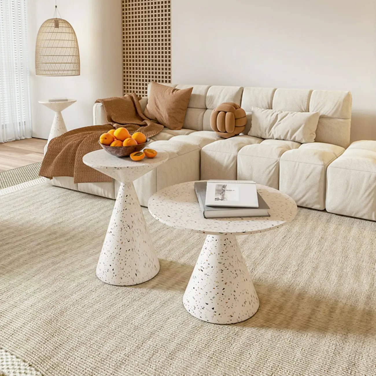 Modern Wood Coffee Table White Marble Base Image - 1 | homeyfad