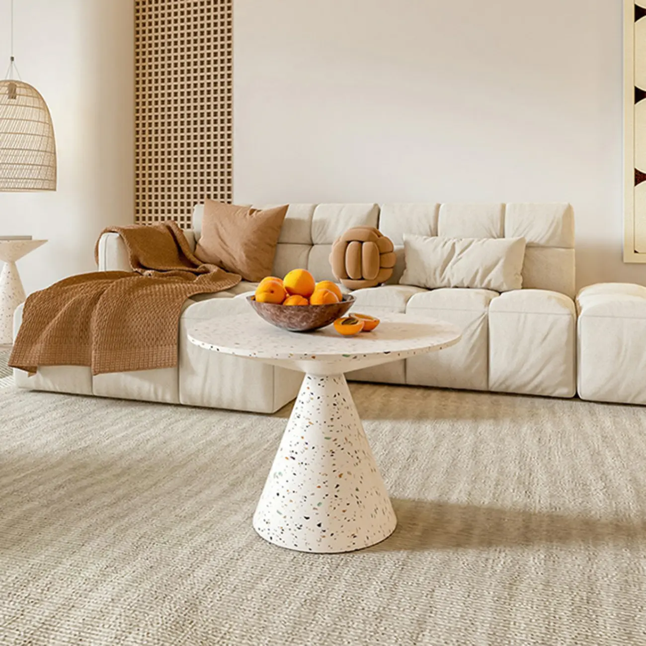 Modern Wood Coffee Table White Marble Base Image - 3 | homeyfad