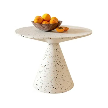Modern Wood Coffee Table White Marble Base Image - 10