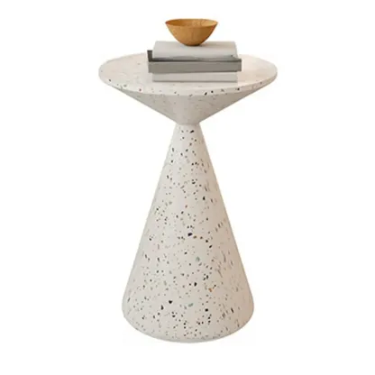 Modern Wood Coffee Table White Marble Base Image - 11