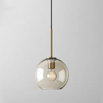 Simplistic Glass and Metal Cognac Globe Hanging Pendant Light  Image - 6