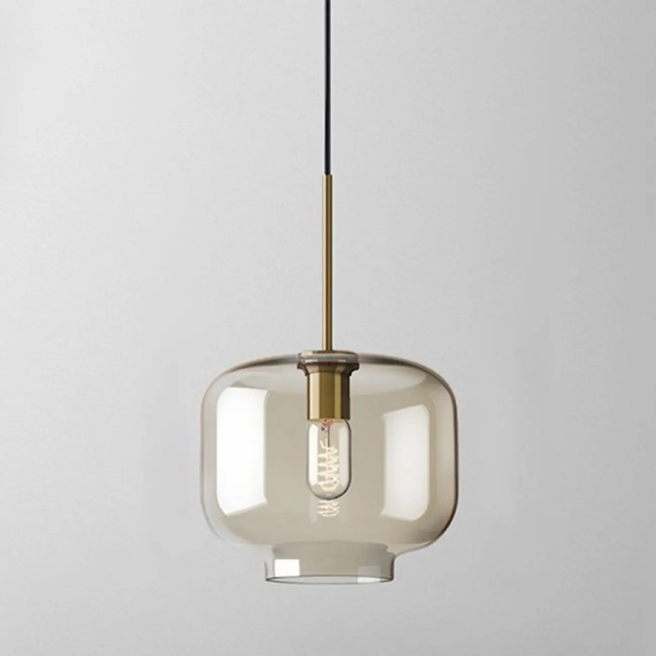 Simplistic Glass and Metal Cognac Globe Hanging Pendant Light  Image - 7 | homeyfad