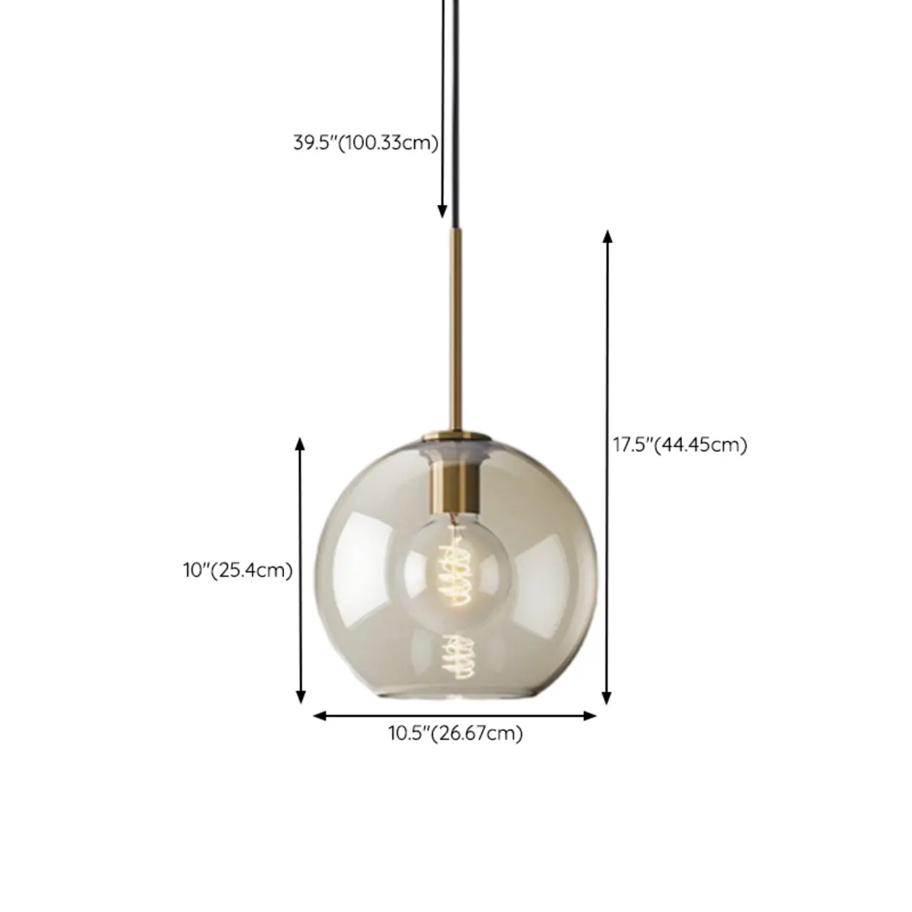 Simplistic Glass and Metal Cognac Globe Hanging Pendant Light  #size | homeyfad