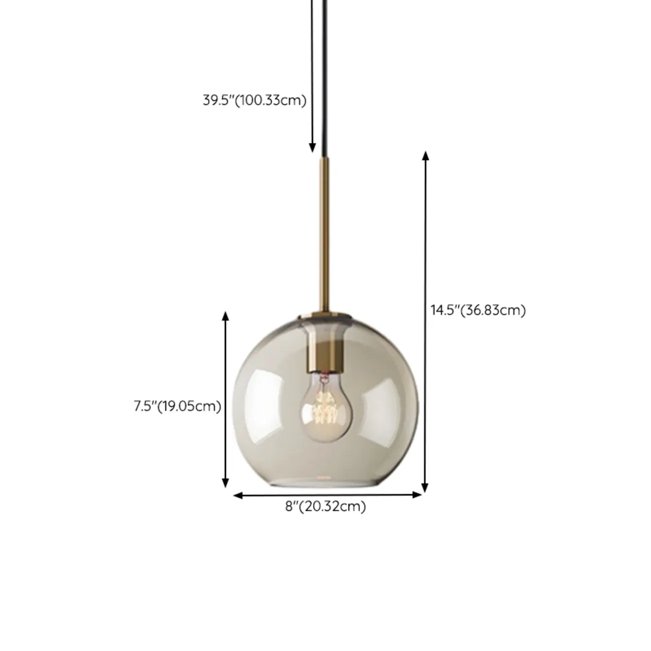 Simplistic Glass and Metal Cognac Globe Hanging Pendant Light  Image - 15 | homeyfad