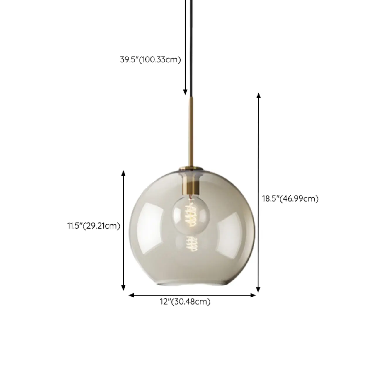 Simplistic Glass and Metal Cognac Globe Hanging Pendant Light  Image - 16 | homeyfad