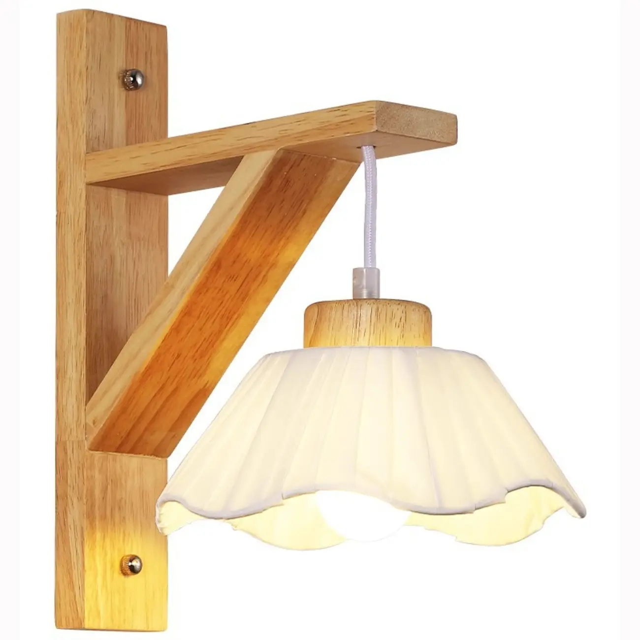 Indoor Mini Wall Sconce with Fabric Shade & Wooden Frame | homeyfad