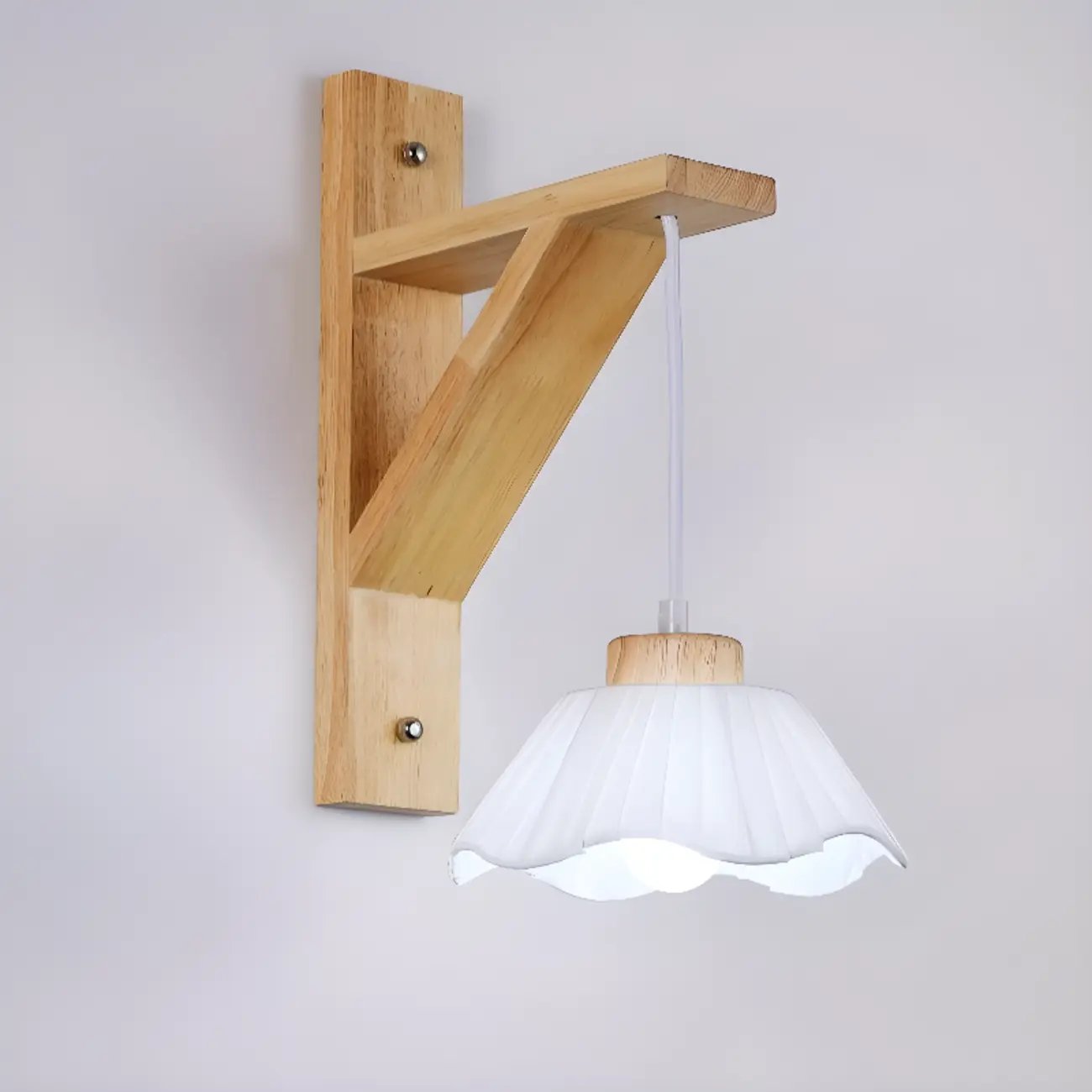 Indoor Mini Wall Sconce with Fabric Shade & Wooden Frame | homeyfad