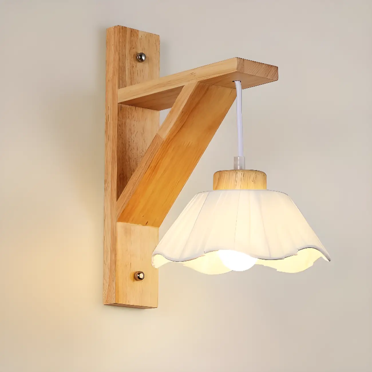 Indoor Mini Wall Sconce with Fabric Shade & Wooden Frame | homeyfad