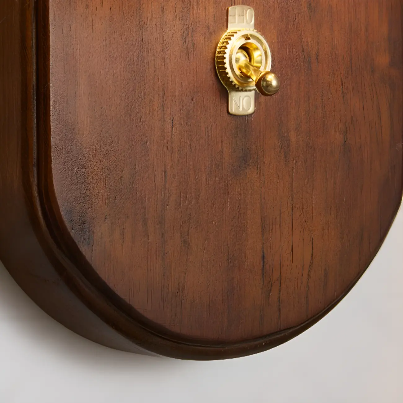 Simple Unique Glass Shade Walnut Oval Wall Sconce Image - 8 | homeyfad