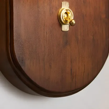 Simple Unique Glass Shade Walnut Oval Wall Sconce Image - 8