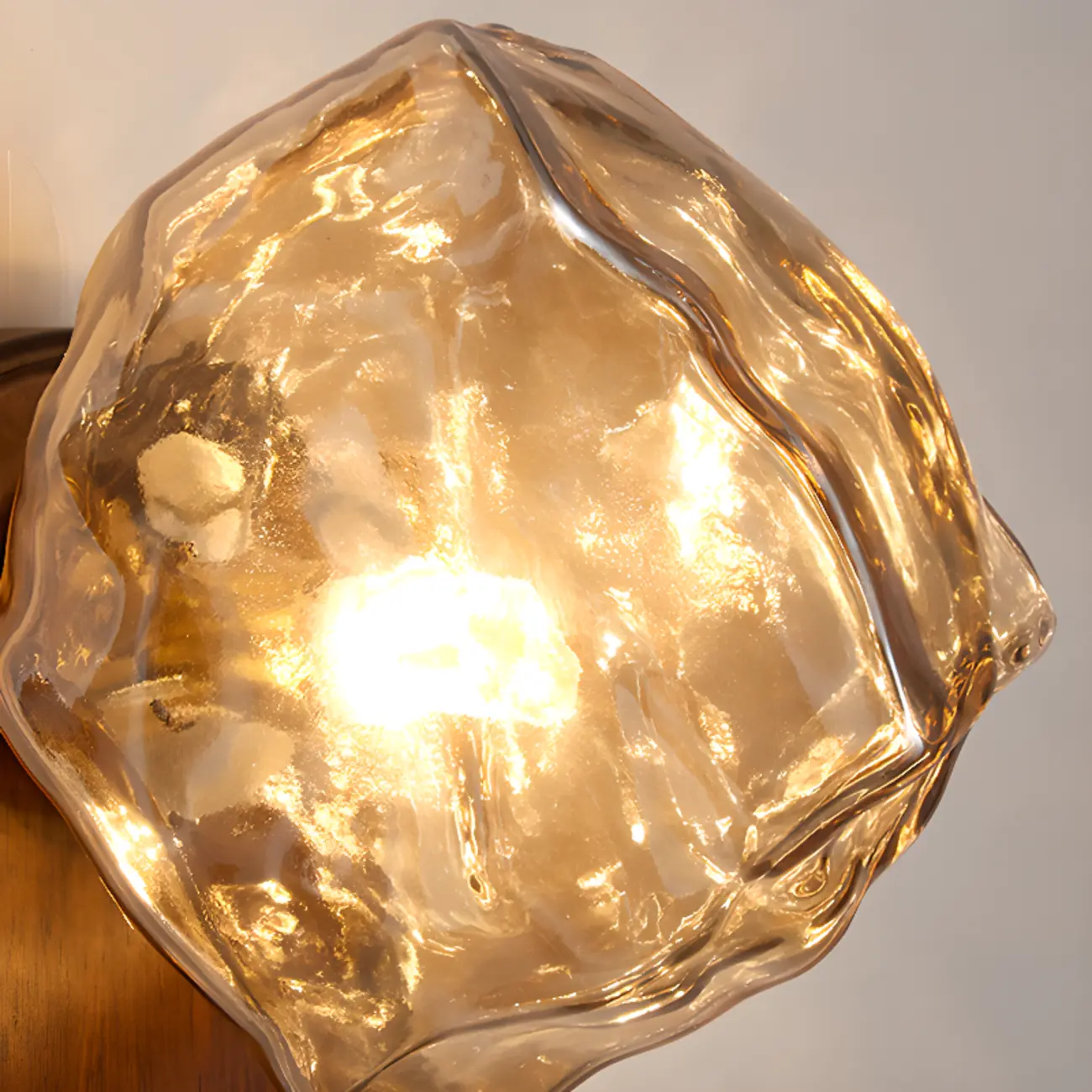 Simple Unique Glass Shade Walnut Oval Wall Sconce Image - 9 | homeyfad