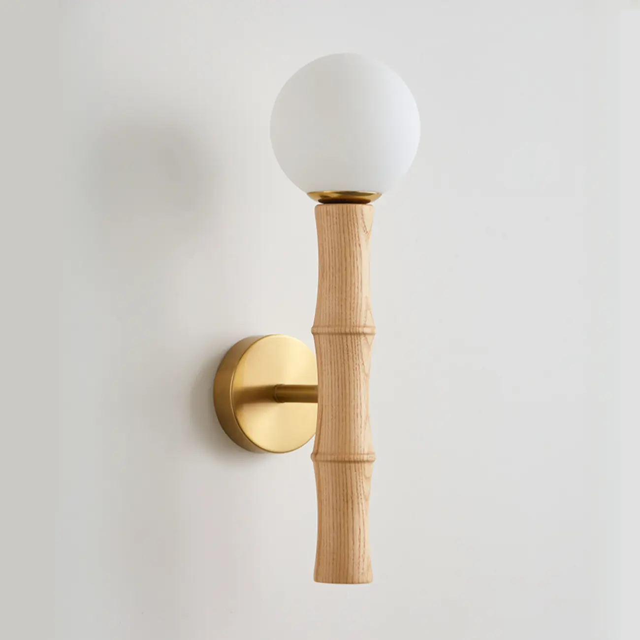 Modern Bamboo Wall Light with Glass Shade for Interior Decor Image - 7 | homeyfad