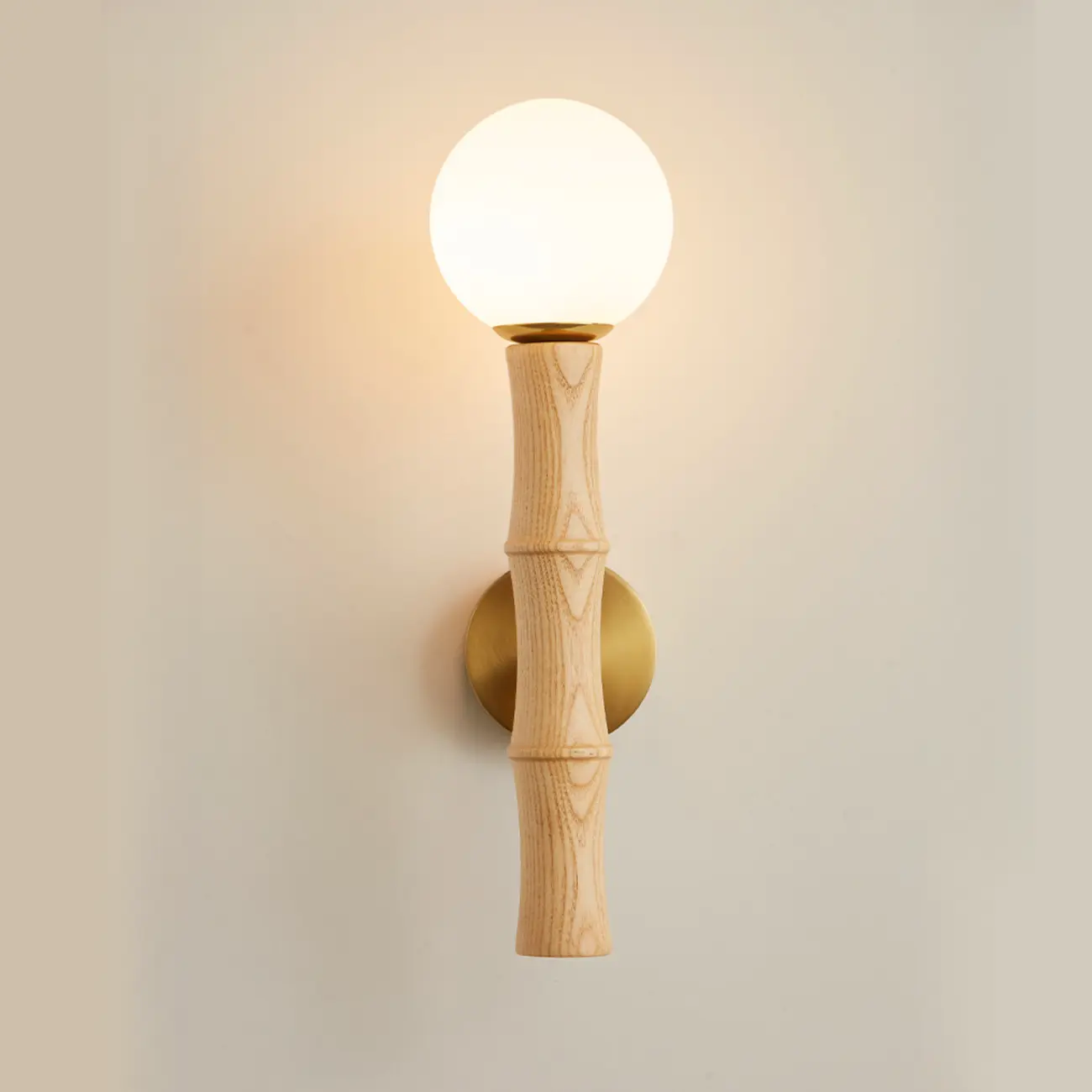 Modern Bamboo Wall Light with Glass Shade for Interior Decor Image - 8 | homeyfad