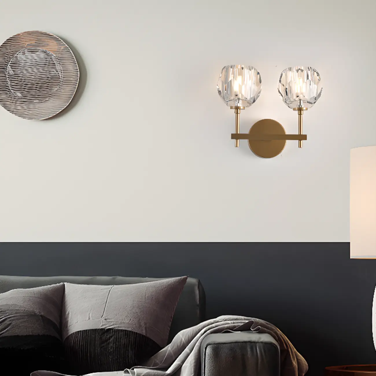 Modern Crystal Globe Wall Light with Black Fixture Image - 3 | homeyfad