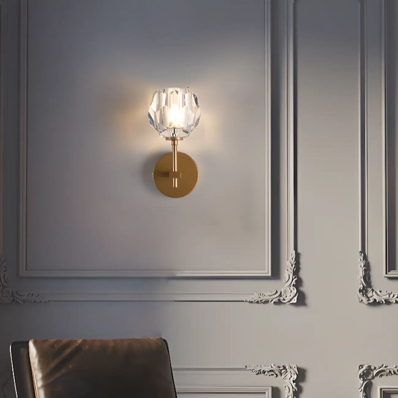 Modern Crystal Globe Wall Light with Black Fixture Image - 5 | homeyfad