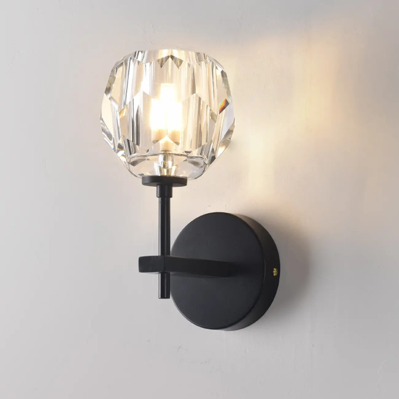 Modern Crystal Globe Wall Light with Black Fixture Image - 2 | homeyfad